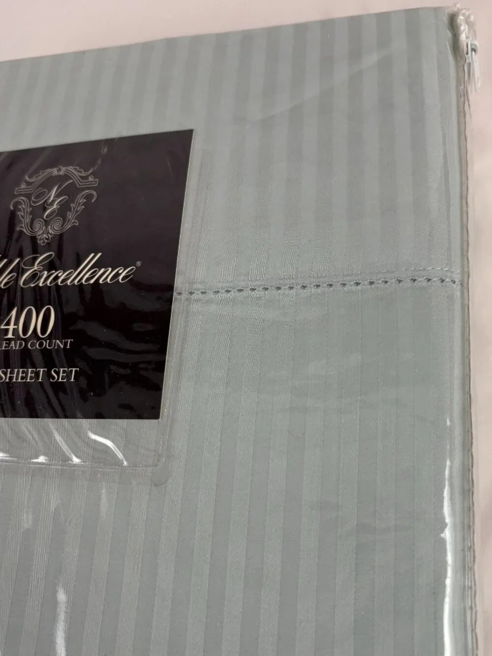 Noble Excellence Melani Full Sheet Set Cotton Sateen Dobby Stripe 400 TC